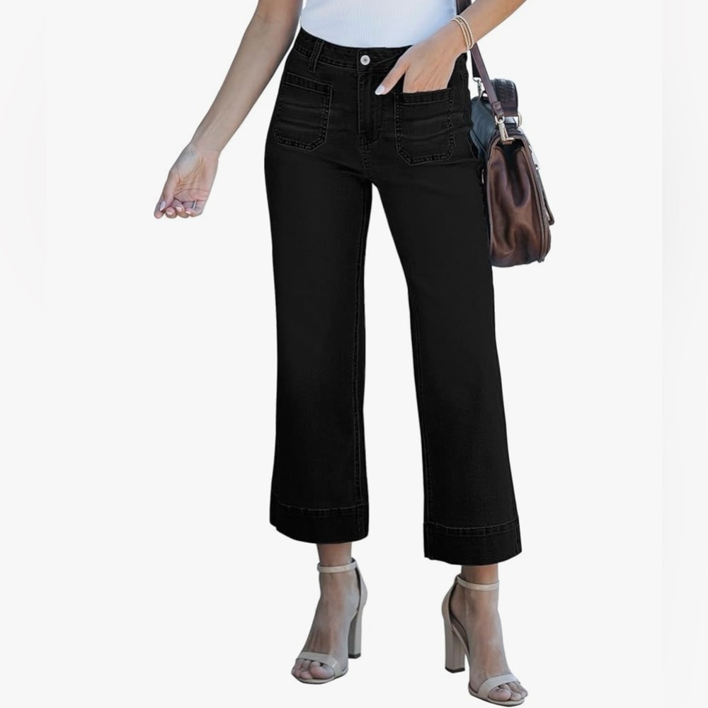Black High-Rise Flare Jeans Ankle Length
